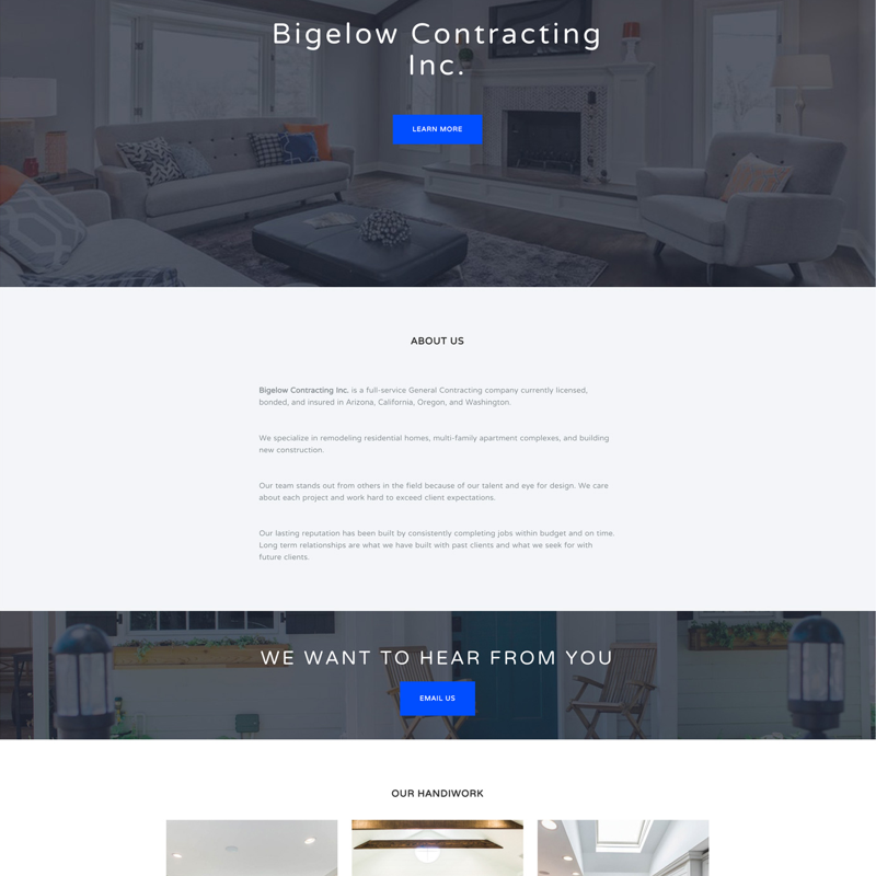 Bigelow Contracting Web Design